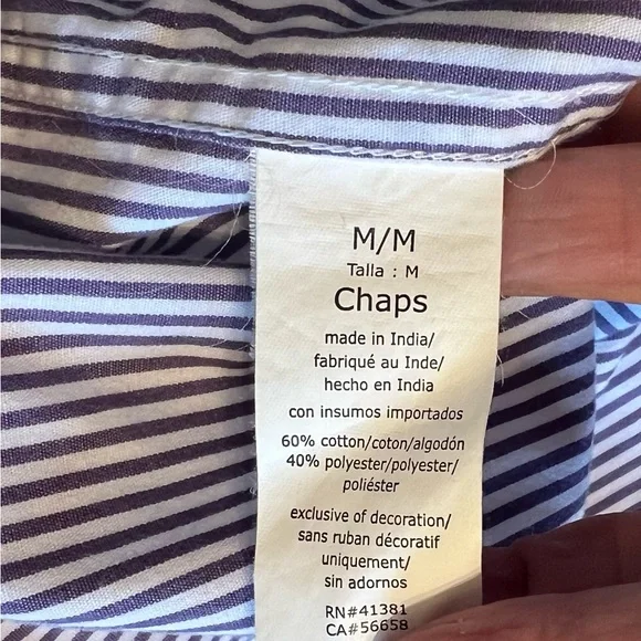 Chaps Purple and White Mens M Striped Casual Shirt - Picture 3 of 6